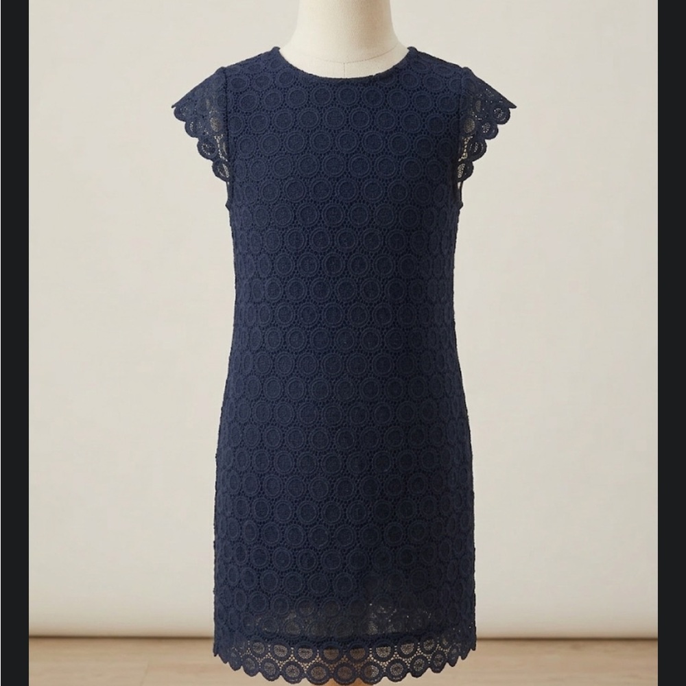 Forever 21 Girls Navy Blue Eyelet Lace Shift Dress 5/6